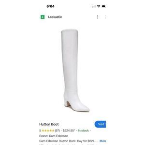 Sam Edelman Hutton White Knee High Leather Boots Woman’s 9